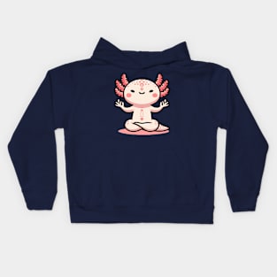 yoga axolotl meditating Kids Hoodie